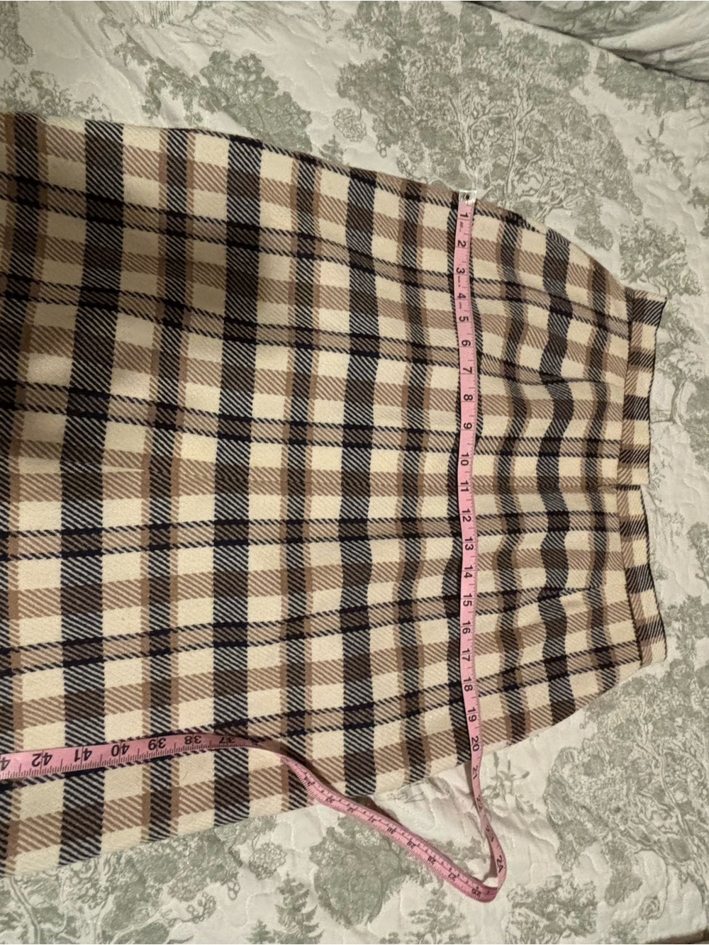 JH Collectibles sz 14 Vintage 80’s Ivory Camel Black plaid wool skirt academia - Picture 8 of 12